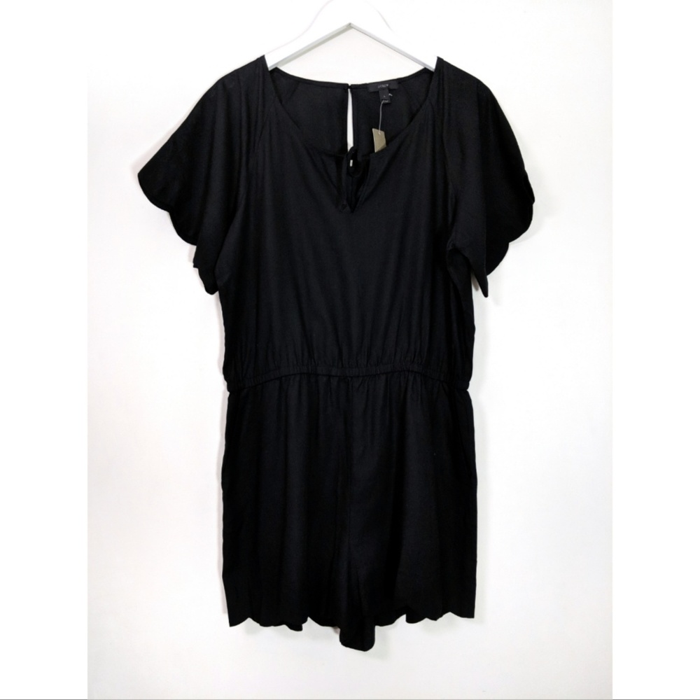 J. Crew Scalloped Black Romper
